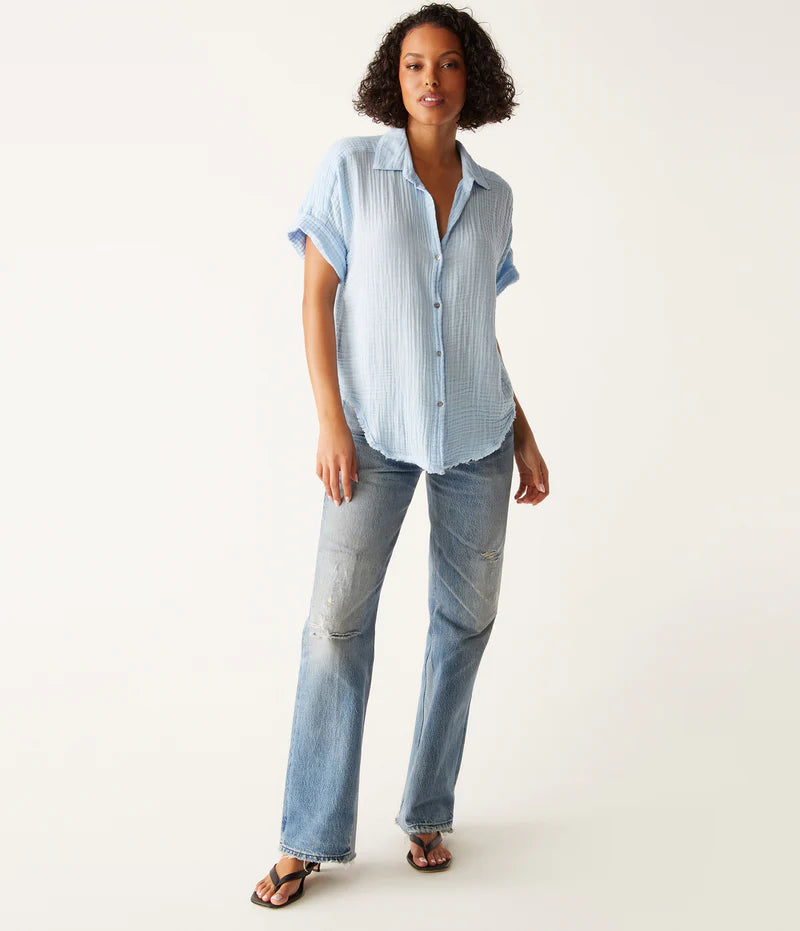 Bailey Gauze Button Down Shirt - Water by Michael Stars — view 4