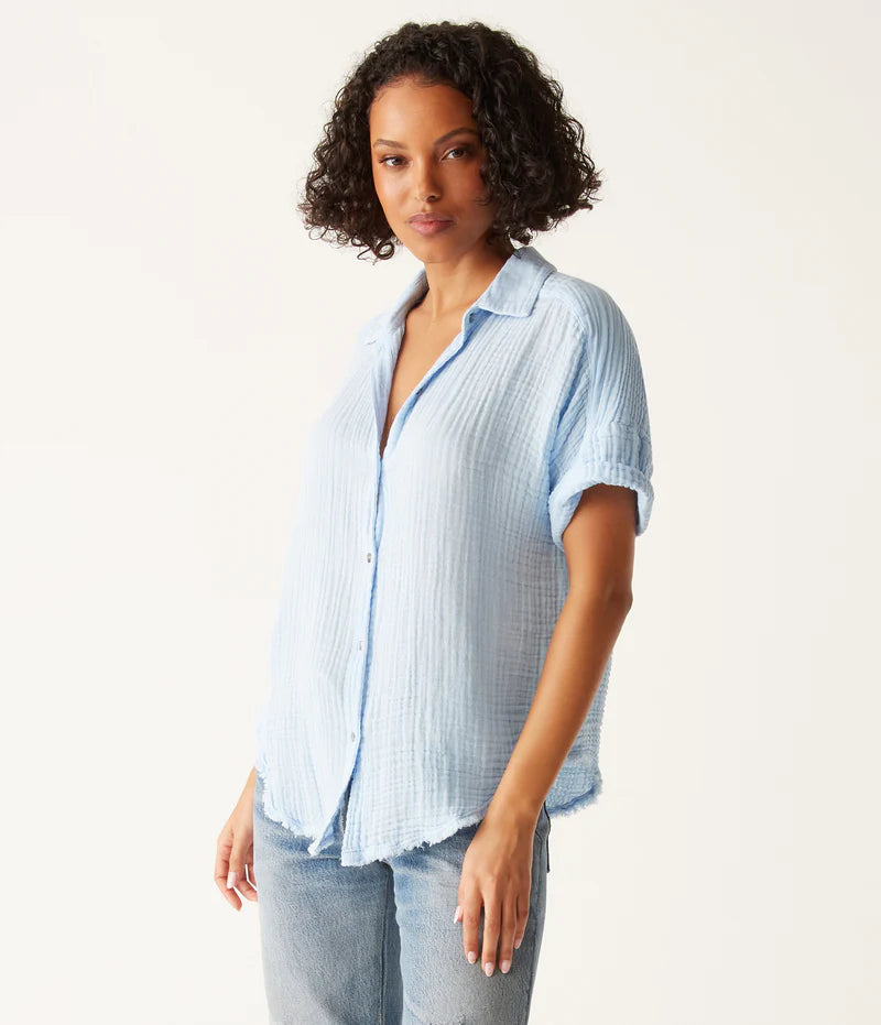 Bailey Gauze Button Down Shirt - Water by Michael Stars — view 3