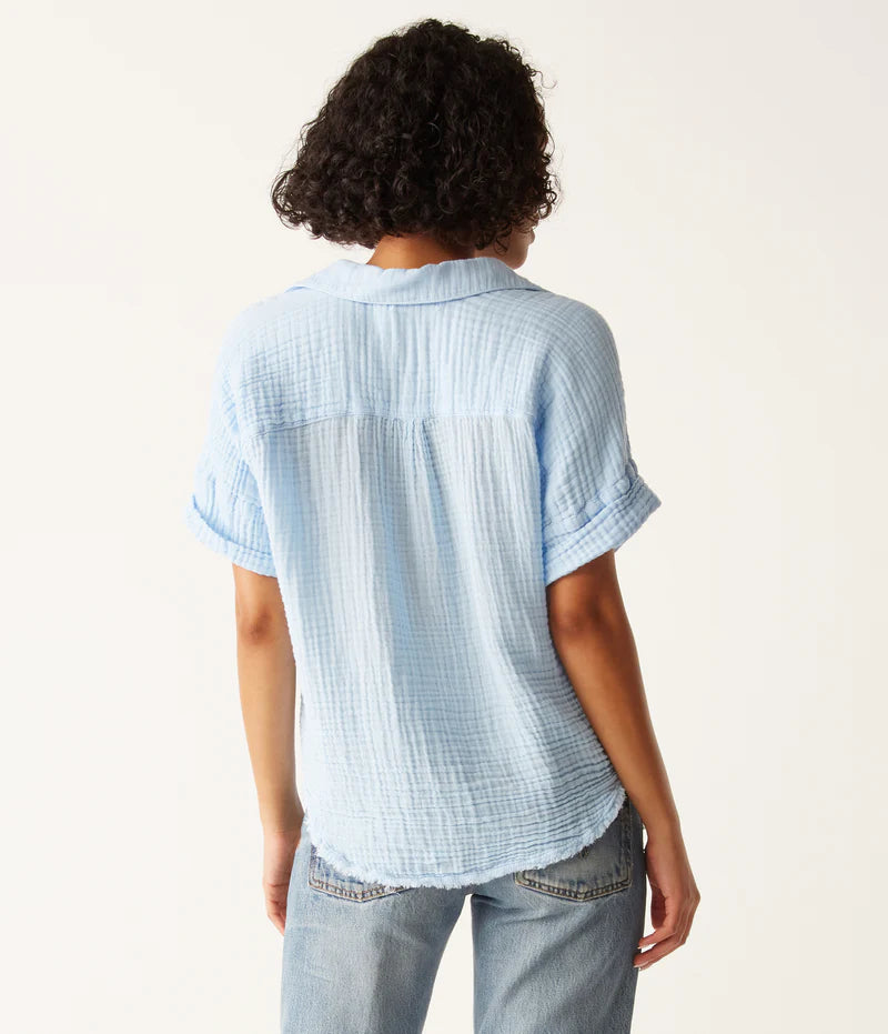 Bailey Gauze Button Down Shirt - Water by Michael Stars — alternate view