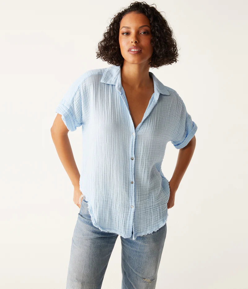 Bailey Gauze Button Down Shirt - Water by Michael Stars | 25 South Boutiques