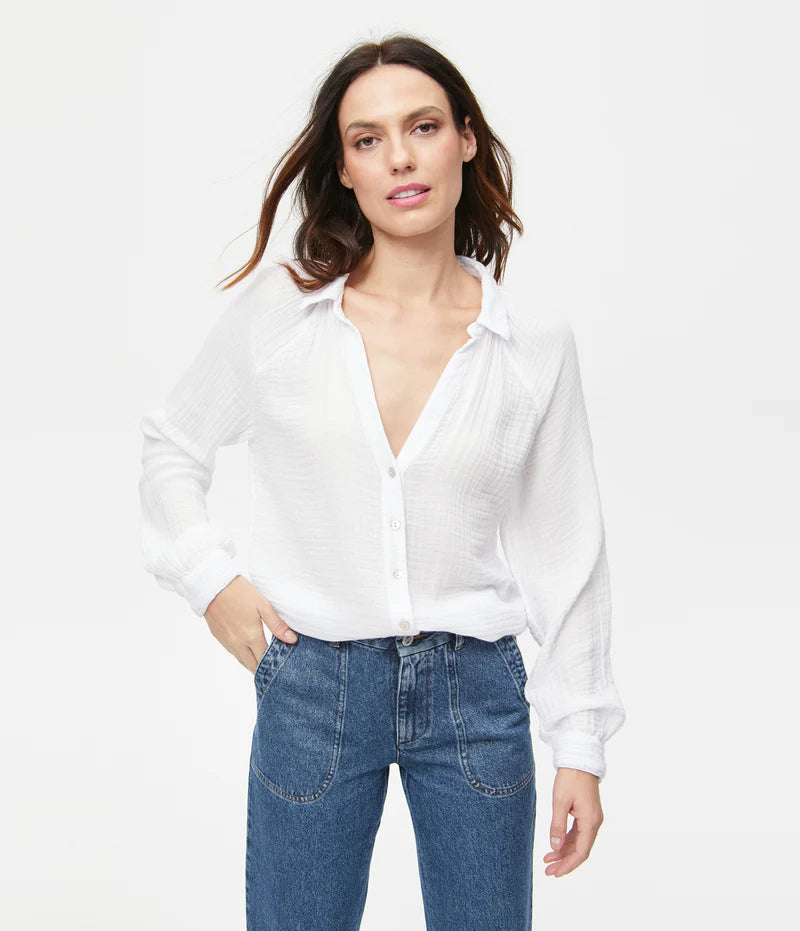 Toni Gauze Button Down - White by Michael Stars | 25 South Boutiques