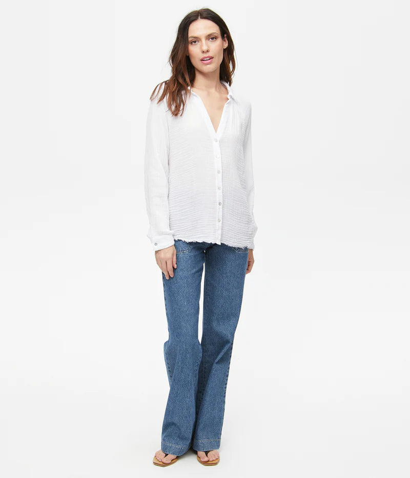 Toni Gauze Button Down - White by Michael Stars — view 4