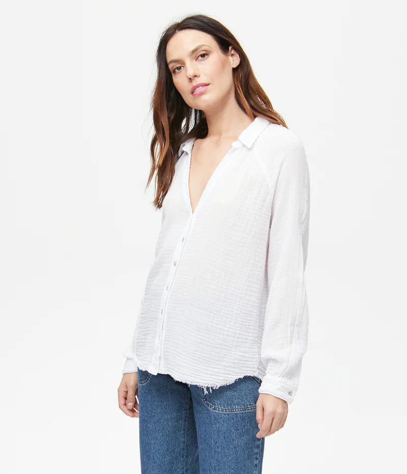 Toni Gauze Button Down - White by Michael Stars — alternate view
