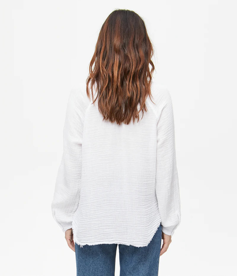 Toni Gauze Button Down - White by Michael Stars — view 3
