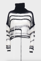 Boxy Turtleneck Mesh Sweater - Black White by Isabel Benenato — alternate view