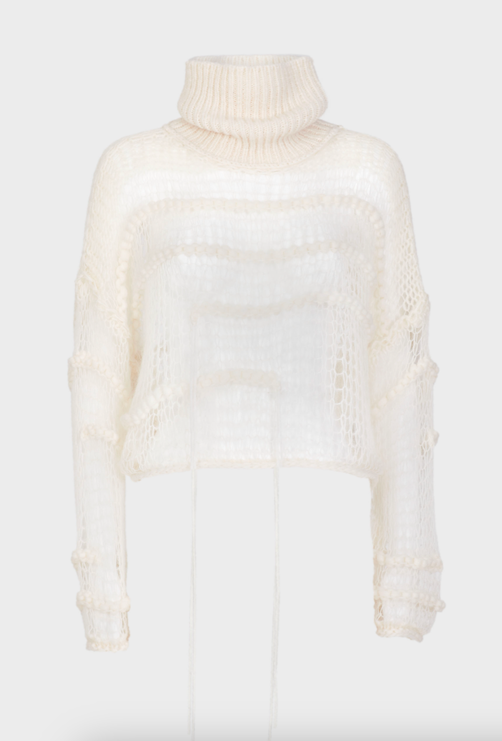 Boxy Turtleneck Mesh Sweater - White by Isabel Benenato — alternate view