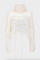 Boxy Turtleneck Mesh Sweater - White by Isabel Benenato — alternate view