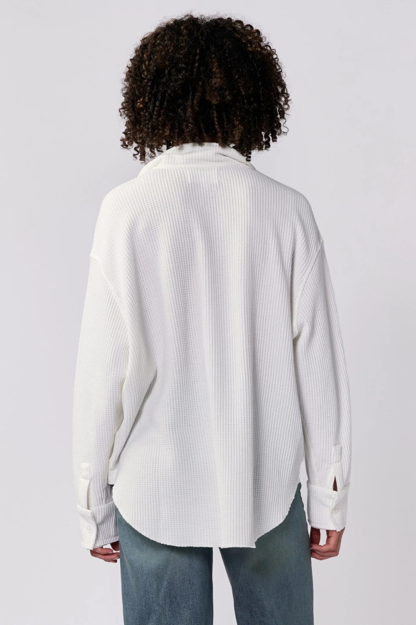 Foster Thermal Shirt Jacket - White by Dear John — view 3