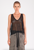 Shiny Viscose Mesh V Neck Tank - Black by Isabel Benenato | 25 South Boutiques