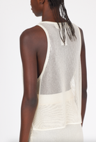 Shiny Viscose Mesh V Neck Tank - White by Isabel Benenato — view 3