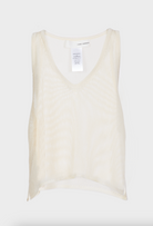 Shiny Viscose Mesh V Neck Tank - White by Isabel Benenato — view 4
