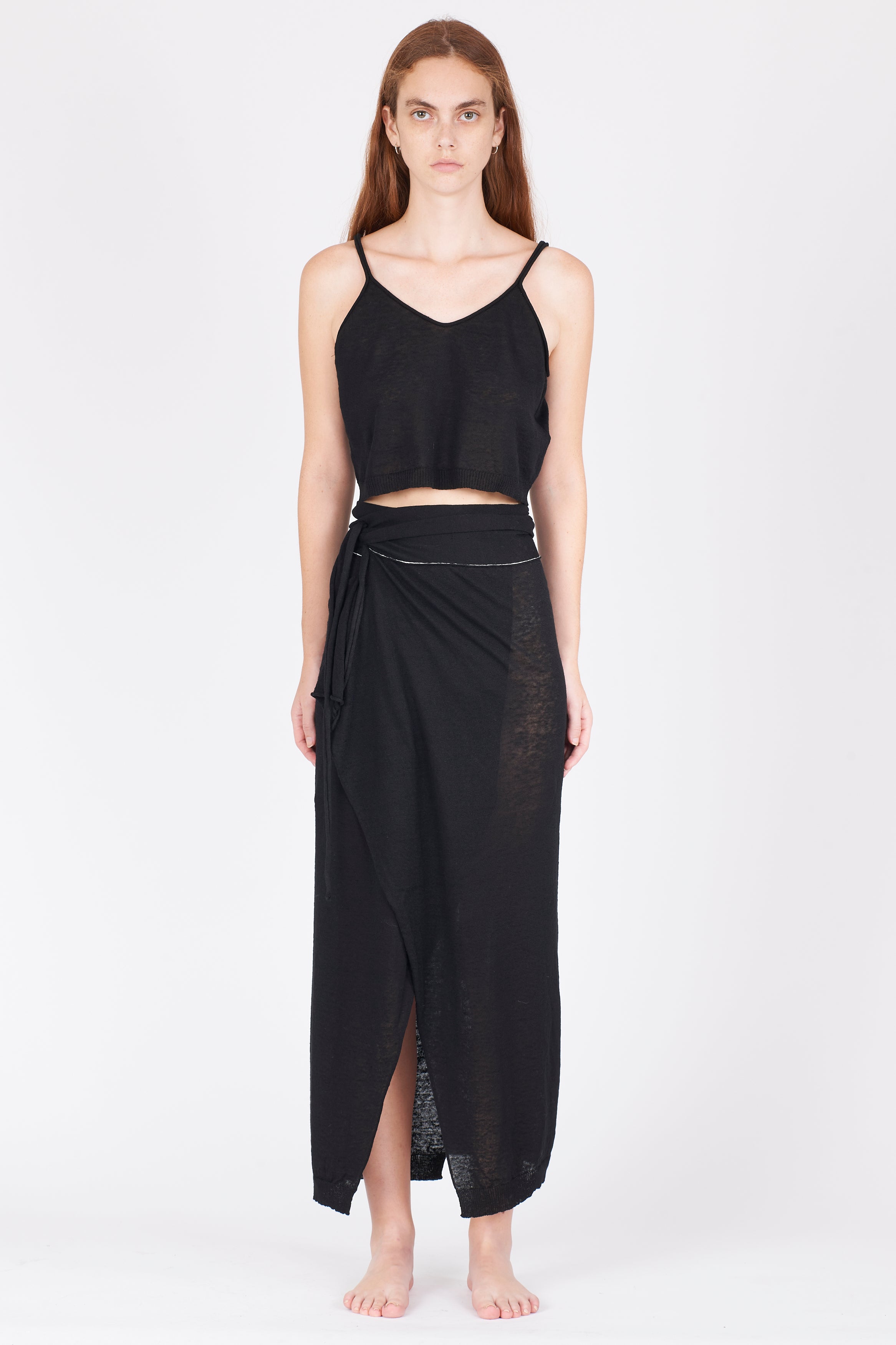 Linen Cotton Knit Top - Black by Isabel Benenato — view 6