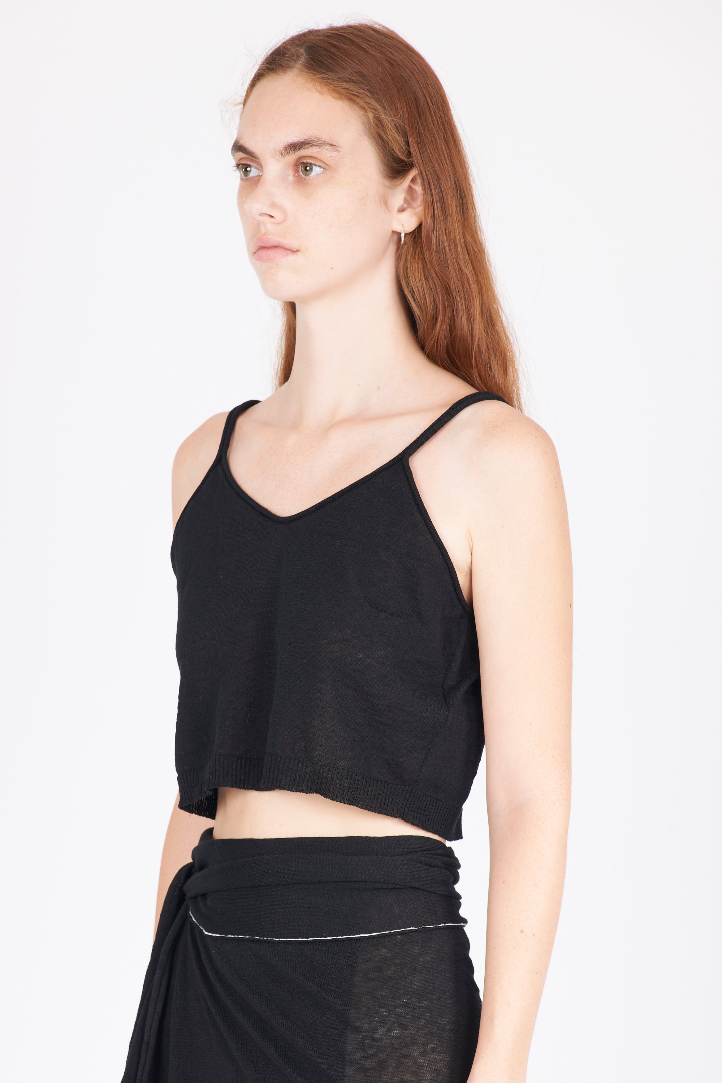 Linen Cotton Knit Top - Black by Isabel Benenato — view 4
