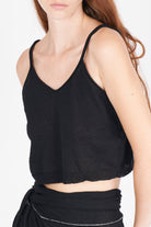 Linen Cotton Knit Top - Black by Isabel Benenato — alternate view
