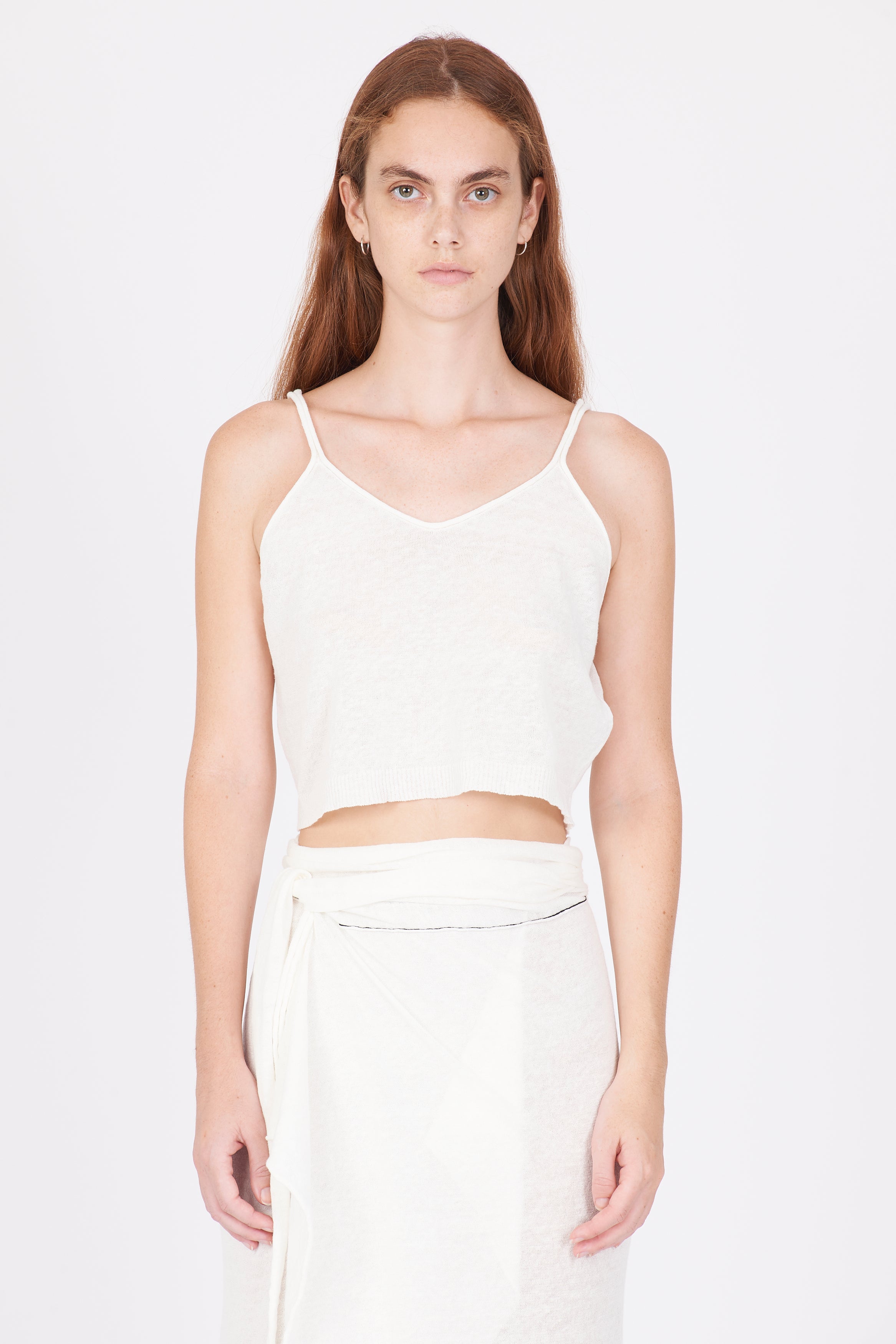 Linen Cotton Knit Top - White by Isabel Benenato | 25 South Boutiques