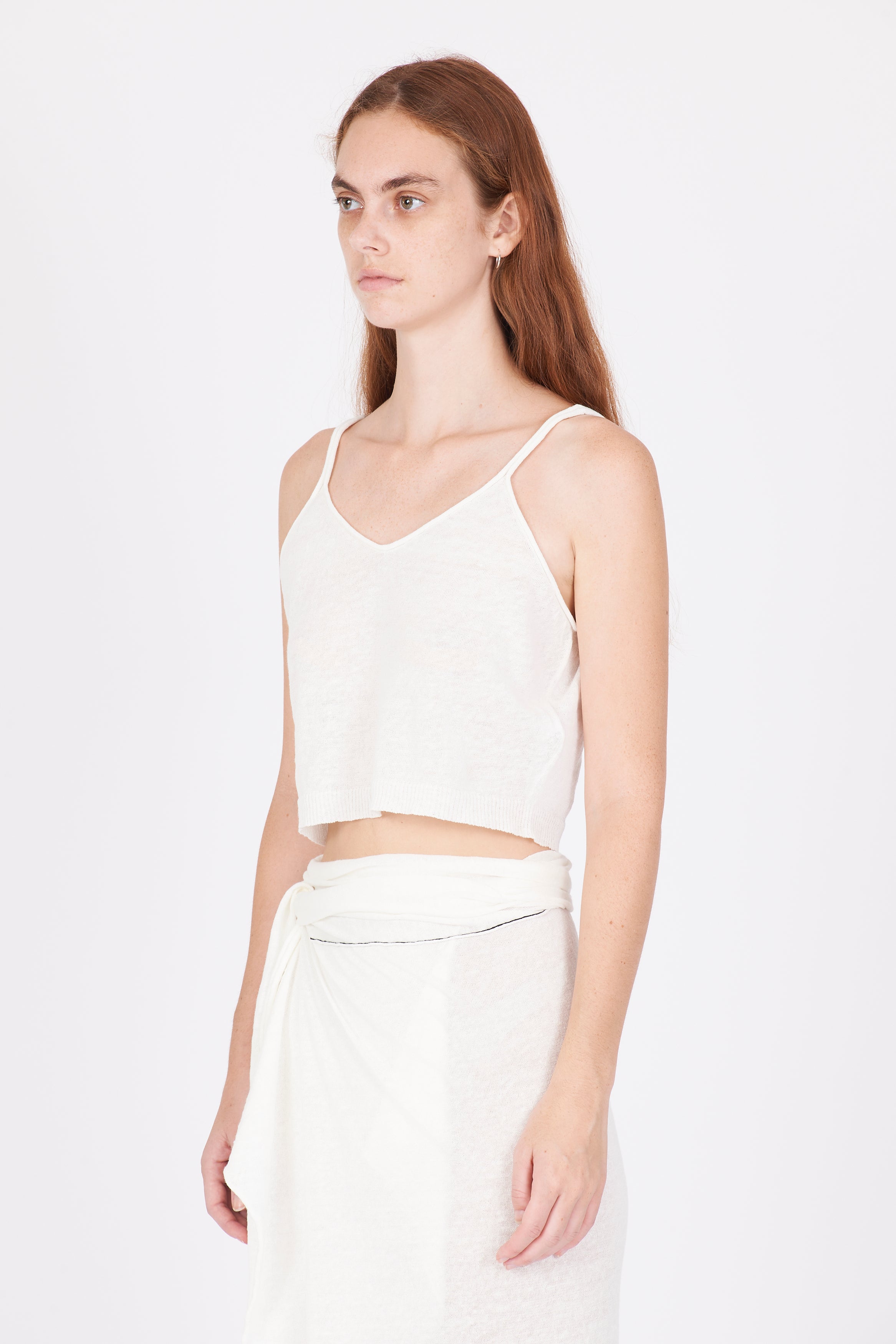 Linen Cotton Knit Top - White by Isabel Benenato — view 3