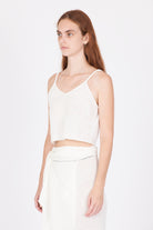 Linen Cotton Knit Top - White by Isabel Benenato — view 3