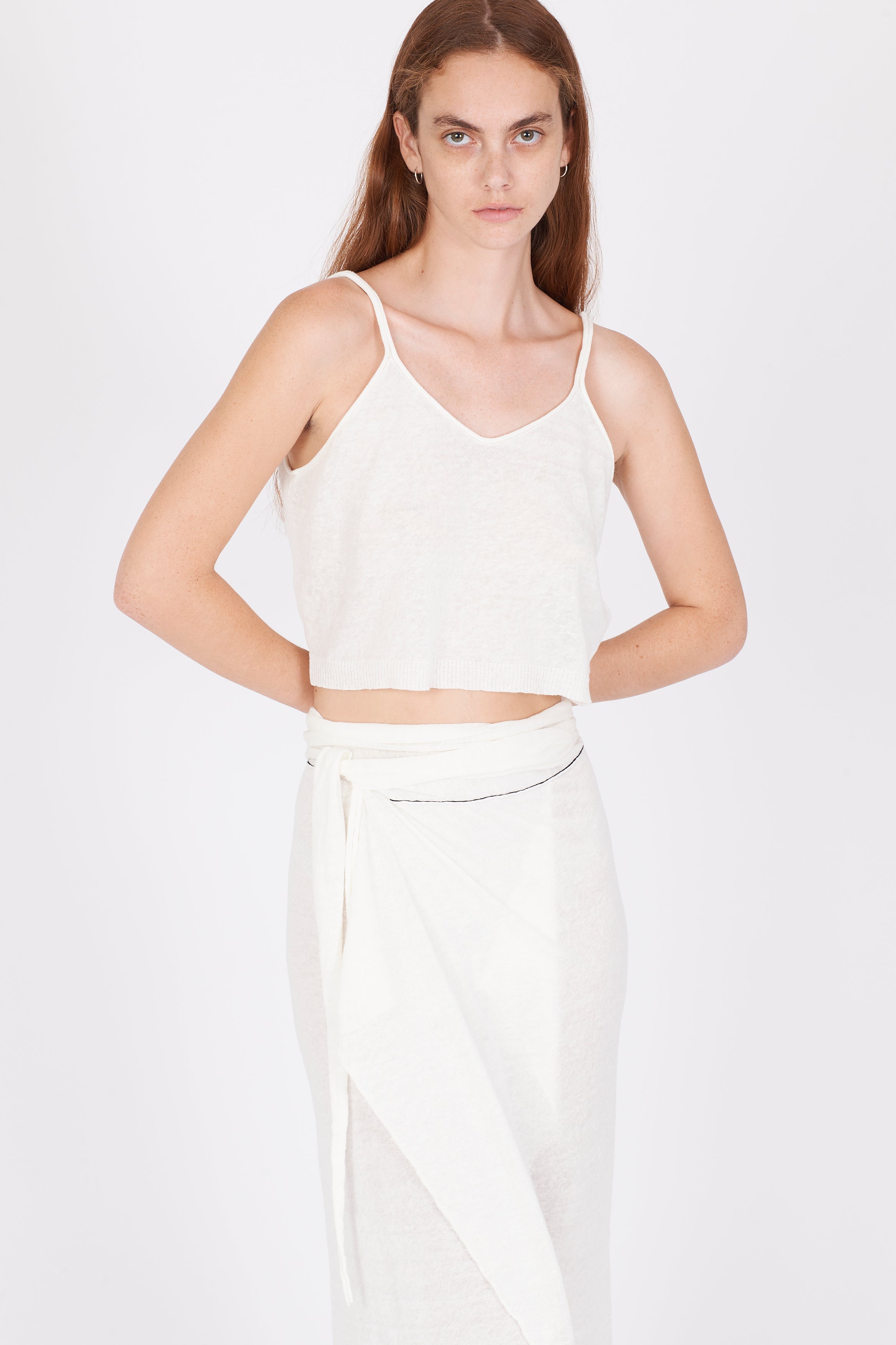 Linen Cotton Knit Top - White by Isabel Benenato — view 5