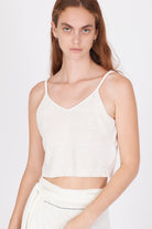 Linen Cotton Knit Top - White by Isabel Benenato — alternate view