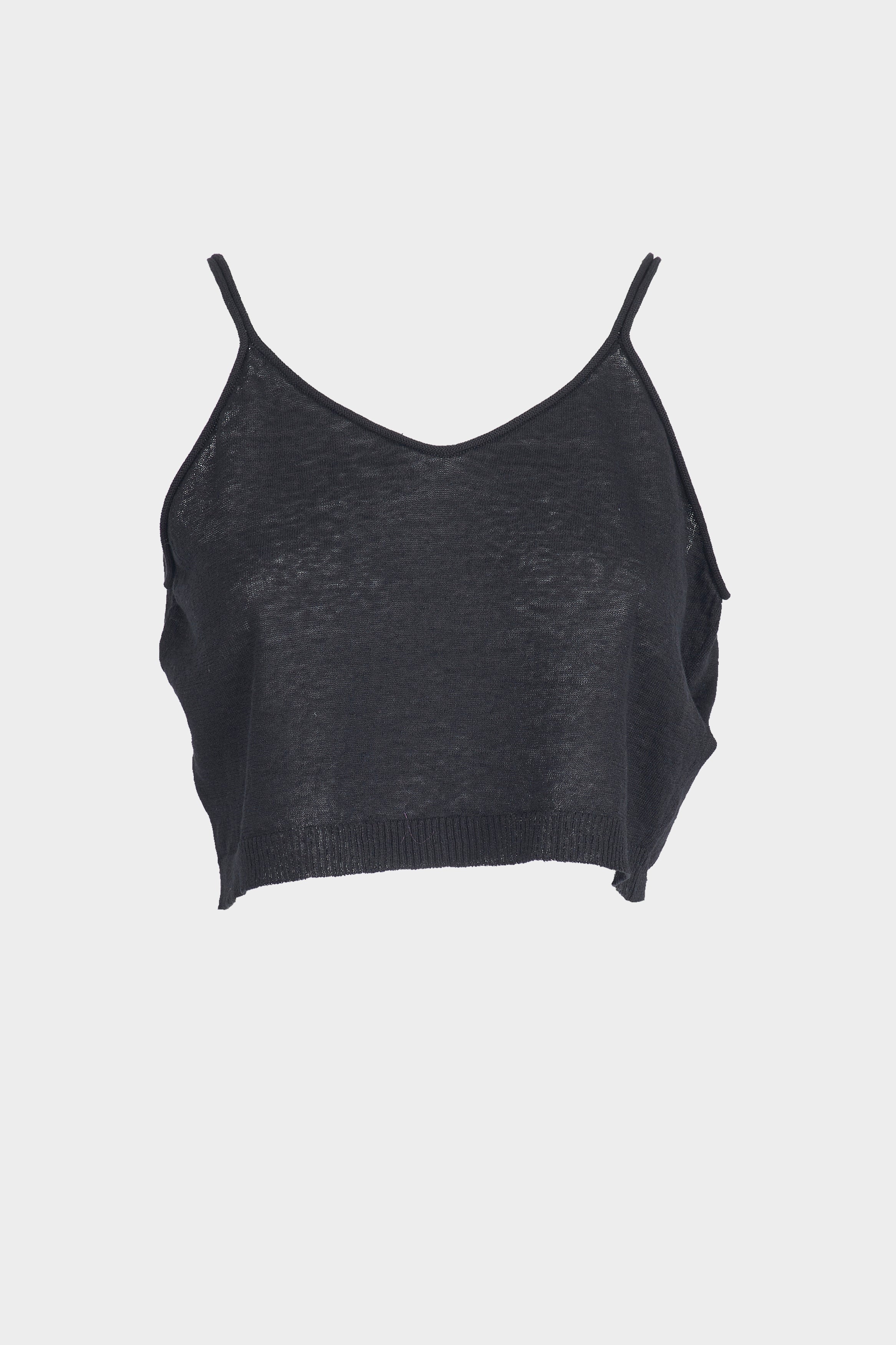 Linen Cotton Knit Top - Black by Isabel Benenato — view 7