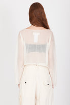 Semi-Sheer Cotton Knit Top - Cream White by Isabel Benenato — view 6
