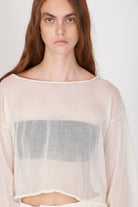 Semi-Sheer Cotton Knit Top - Cream White by Isabel Benenato — alternate view