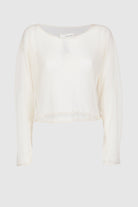 Semi-Sheer Cotton Knit Top - Cream White by Isabel Benenato — view 8