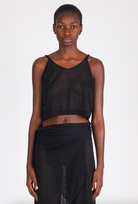 Linen Short Top Thin Straps - Black by Isabel Benenato | 25 South Boutiques