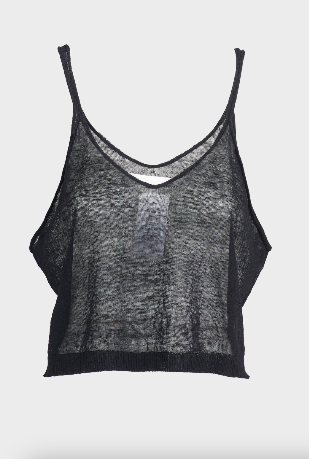 Linen Short Top Thin Straps - Black by Isabel Benenato — view 5