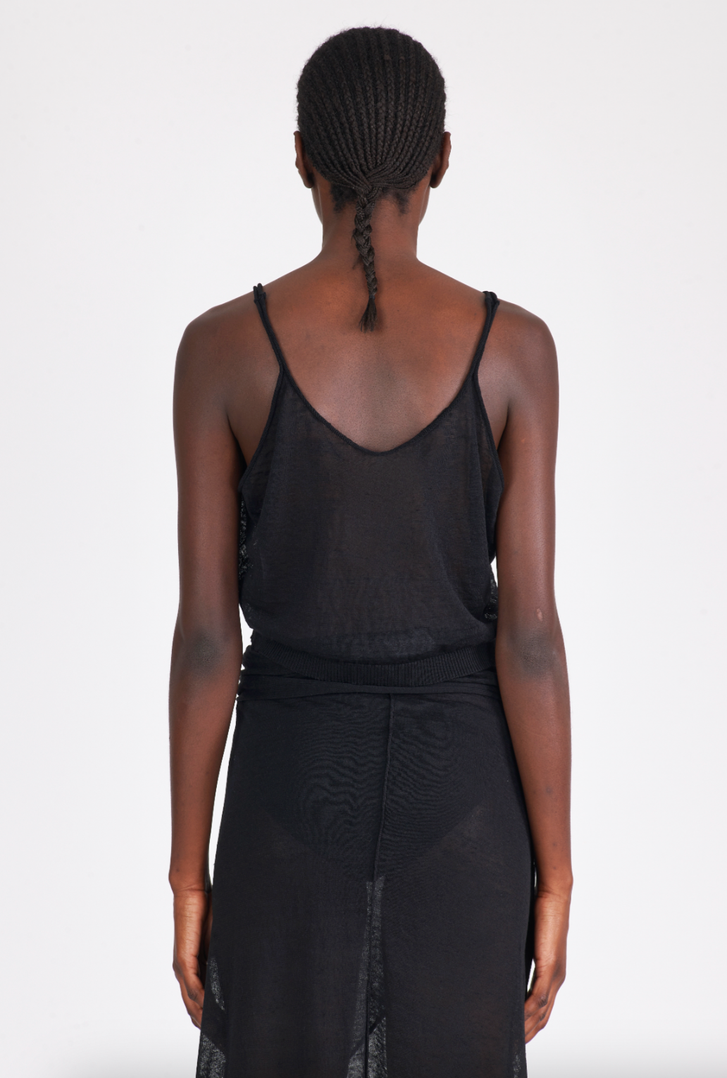 Linen Short Top Thin Straps - Black by Isabel Benenato — view 4