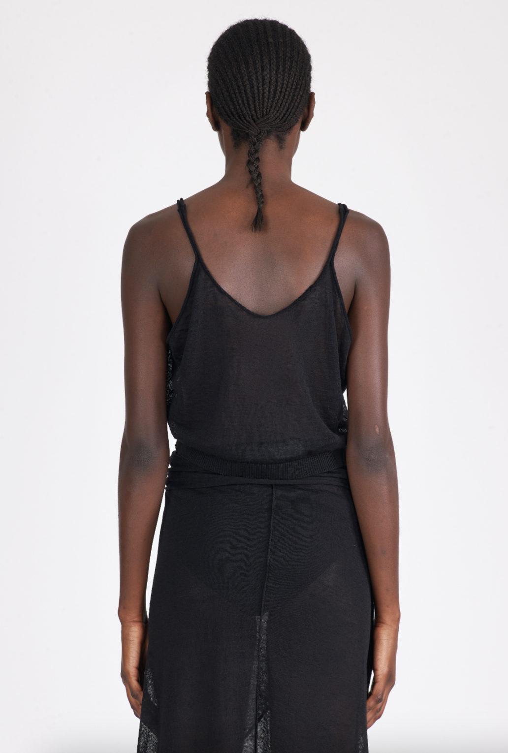 Linen Short Top Thin Straps - Black by Isabel Benenato — view 4
