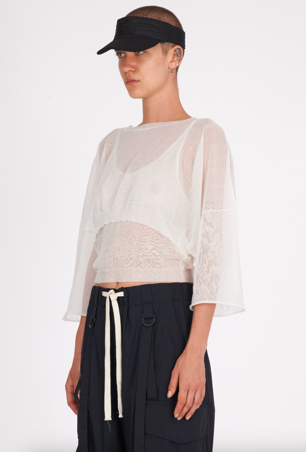 Cotton Boxy Sweater - White by Isabel Benenato — view 4