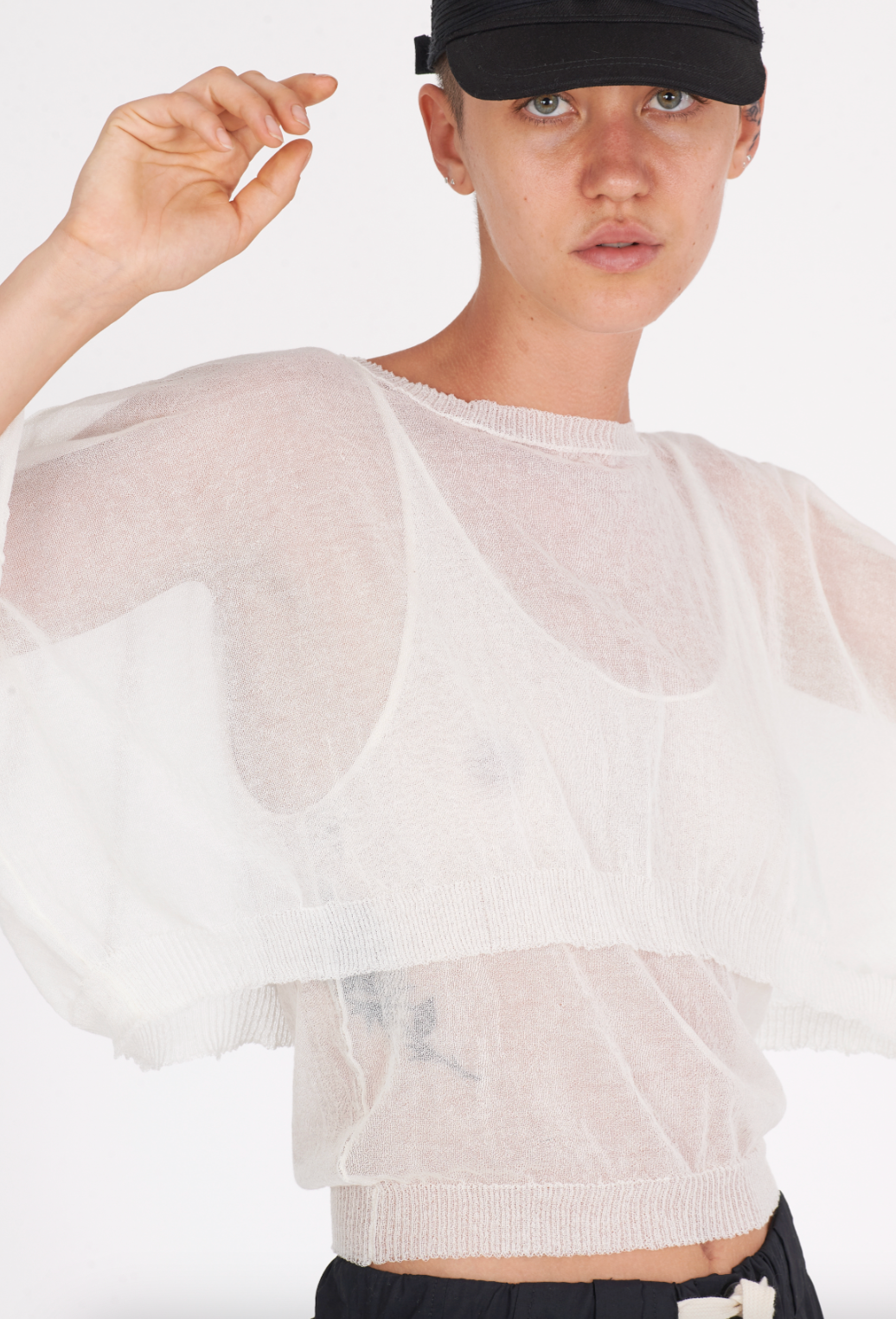Cotton Boxy Sweater - White by Isabel Benenato — alternate view
