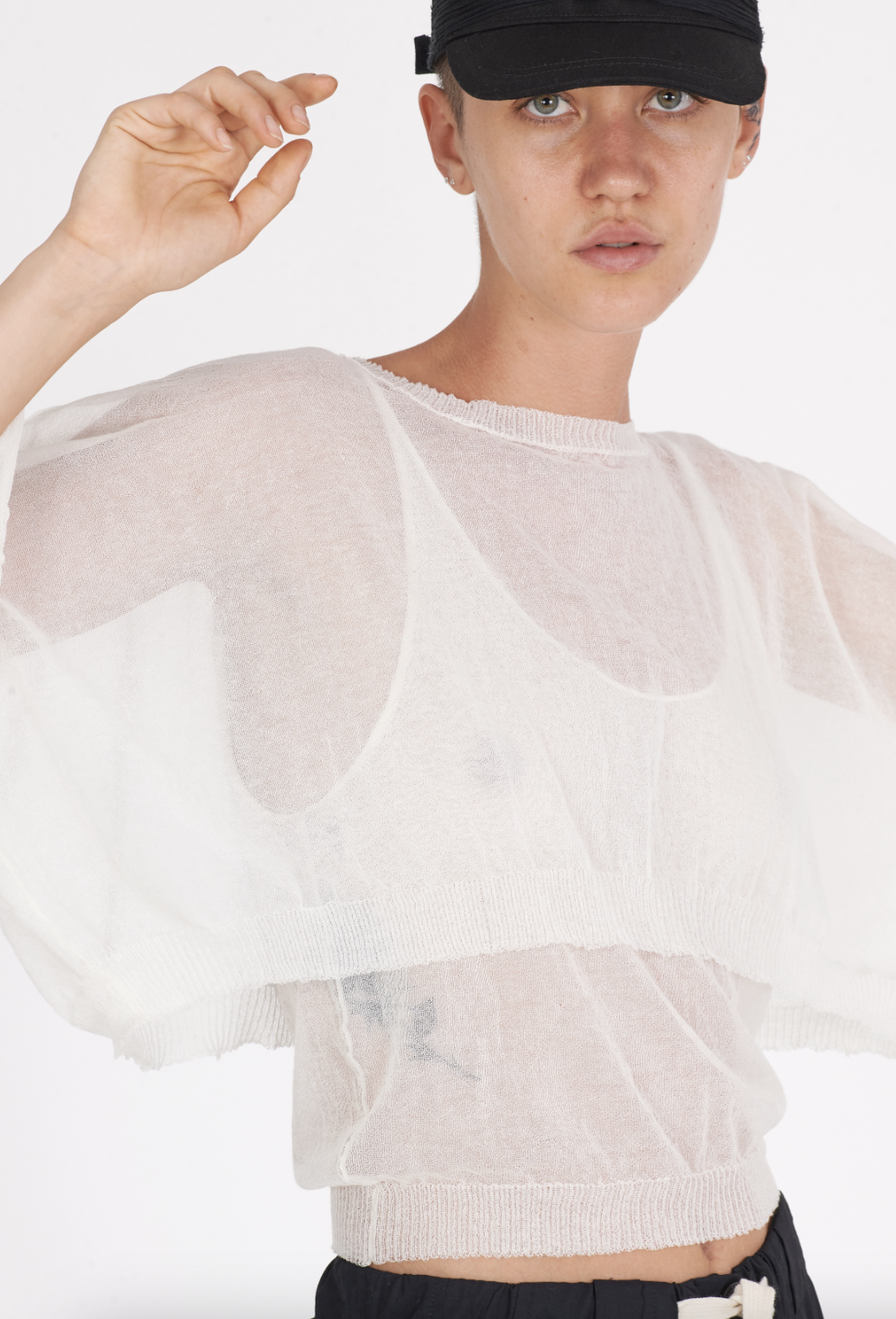 Cotton Boxy Sweater - White by Isabel Benenato — alternate view