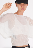 Cotton Boxy Sweater - White by Isabel Benenato — alternate view