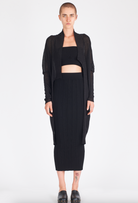 Linen Midi Contrast Stitch Cardigan - Black by Isabel Benenato — view 3