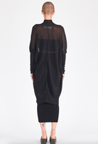 Linen Midi Contrast Stitch Cardigan - Black by Isabel Benenato — view 5