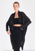 Linen Midi Contrast Stitch Cardigan - Black by Isabel Benenato | 25 South Boutiques