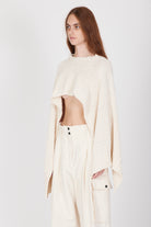 Cropped Cotton Soft Cape - Cream White by Isabel Benenato — alternate view