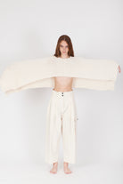 Cropped Cotton Soft Cape - Cream White by Isabel Benenato — view 3