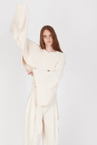 Cropped Cotton Soft Cape - Cream White by Isabel Benenato — view 4