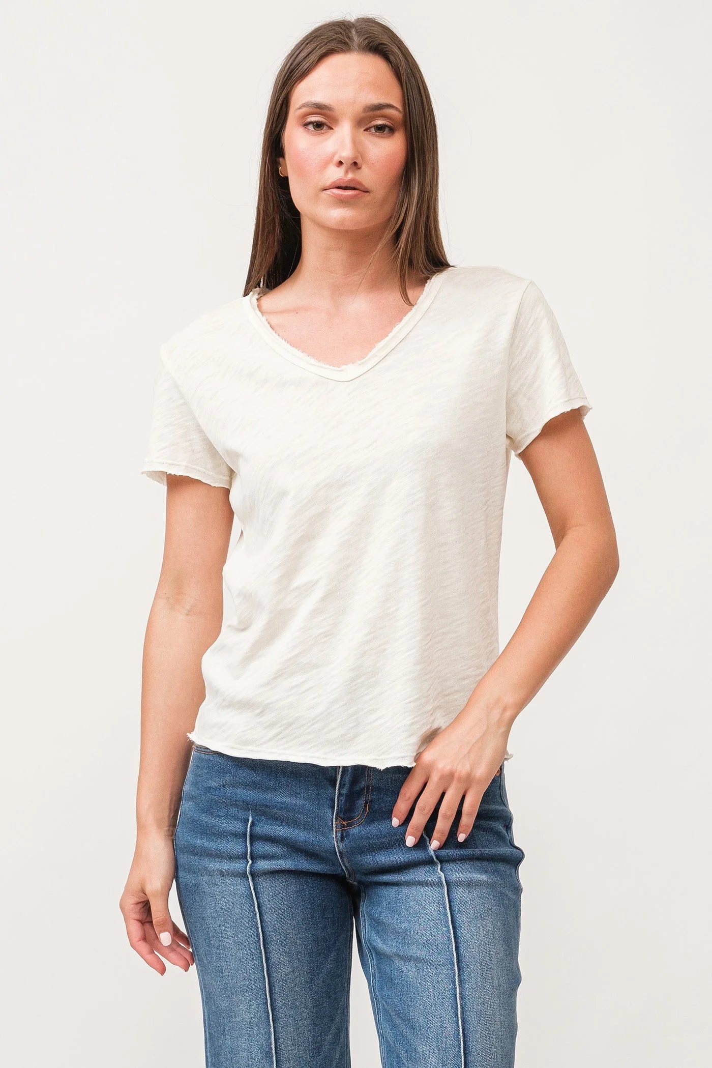 Vanya Short Sleeve Slub Tee - Antique White by Dear John | 25 South Boutiques