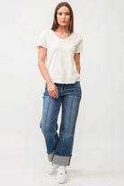 Vanya Short Sleeve Slub Tee - Antique White by Dear John — view 4