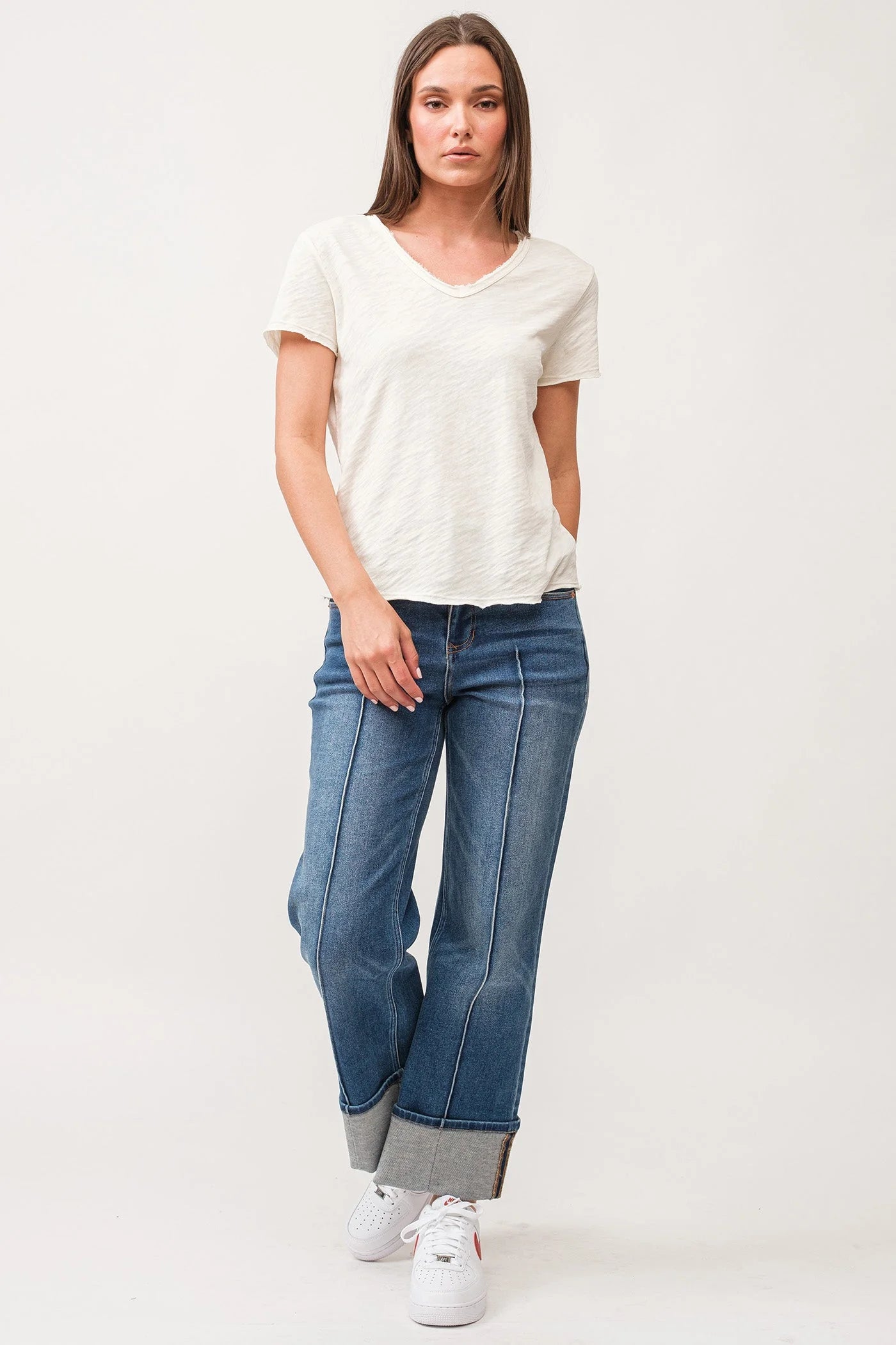 Vanya Short Sleeve Slub Tee - Antique White by Dear John — view 4