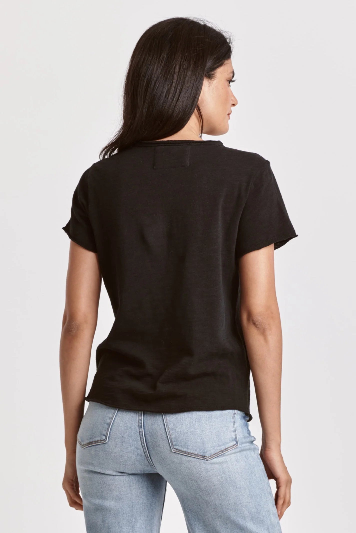 Vanya Short Sleeve Slub Tee - Black by Dear John — view 3