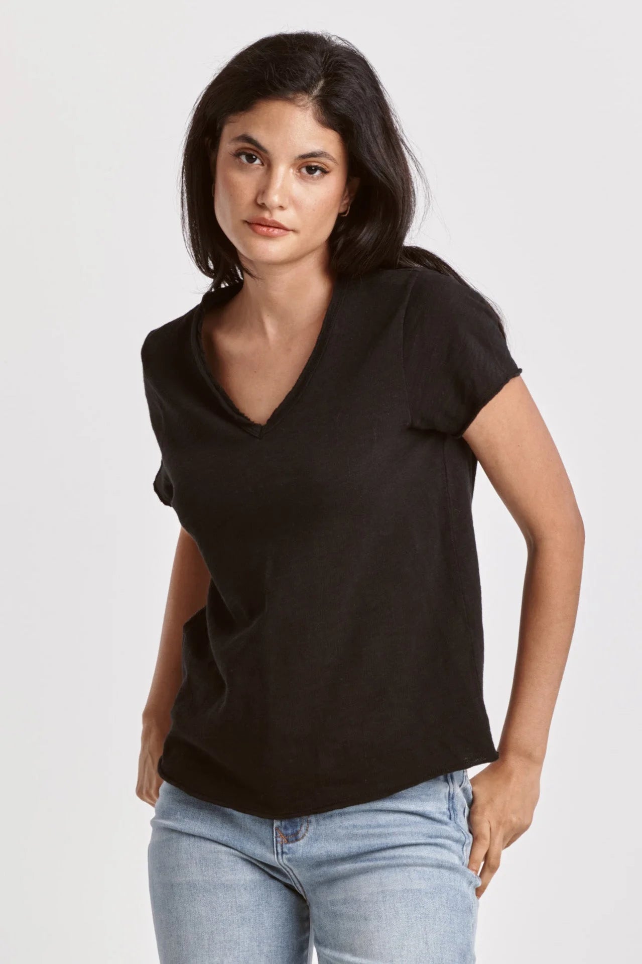 Vanya Short Sleeve Slub Tee - Black by Dear John | 25 South Boutiques