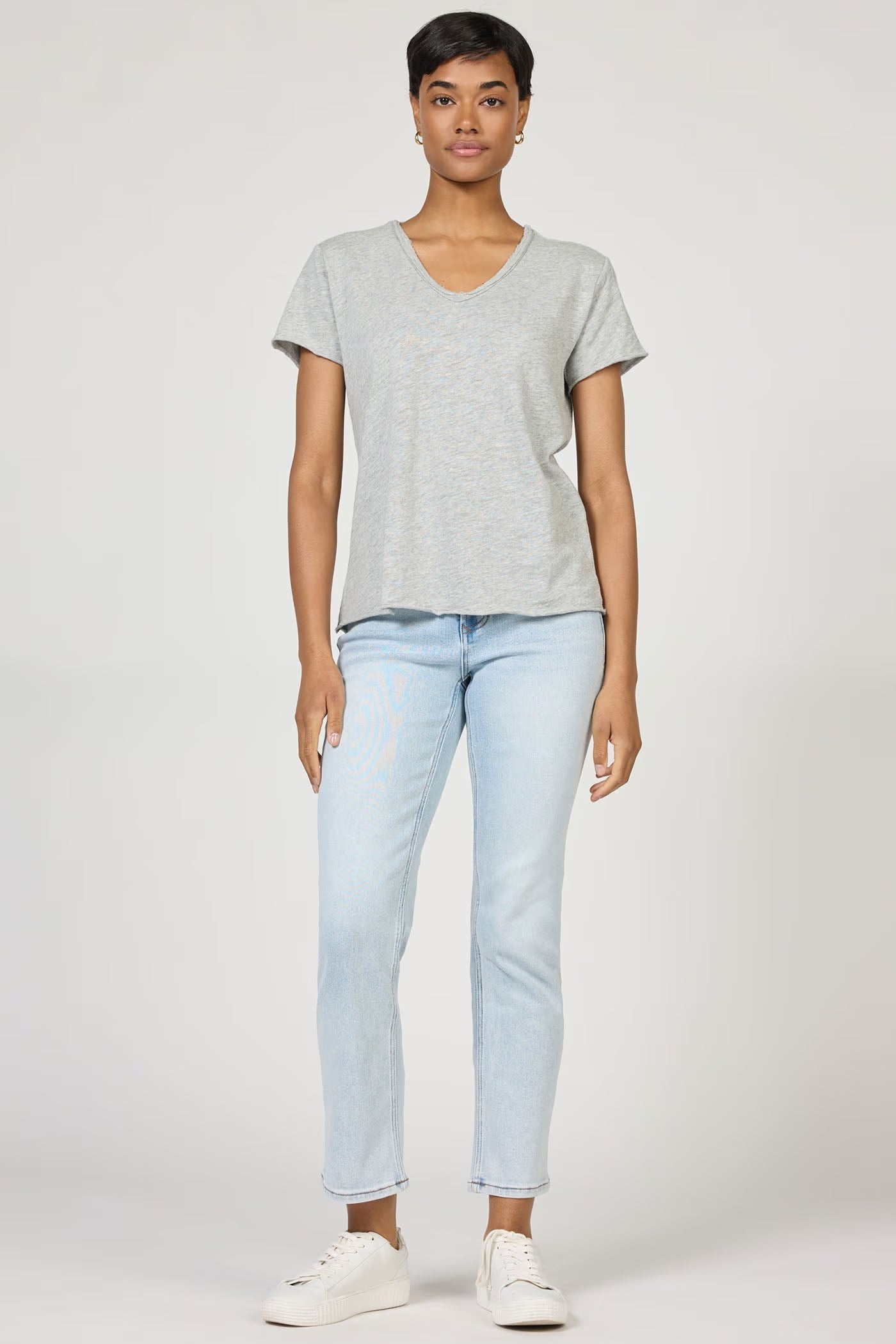 Vanya Short Sleeve Slub Tee - Heather Grey by Dear John — view 4