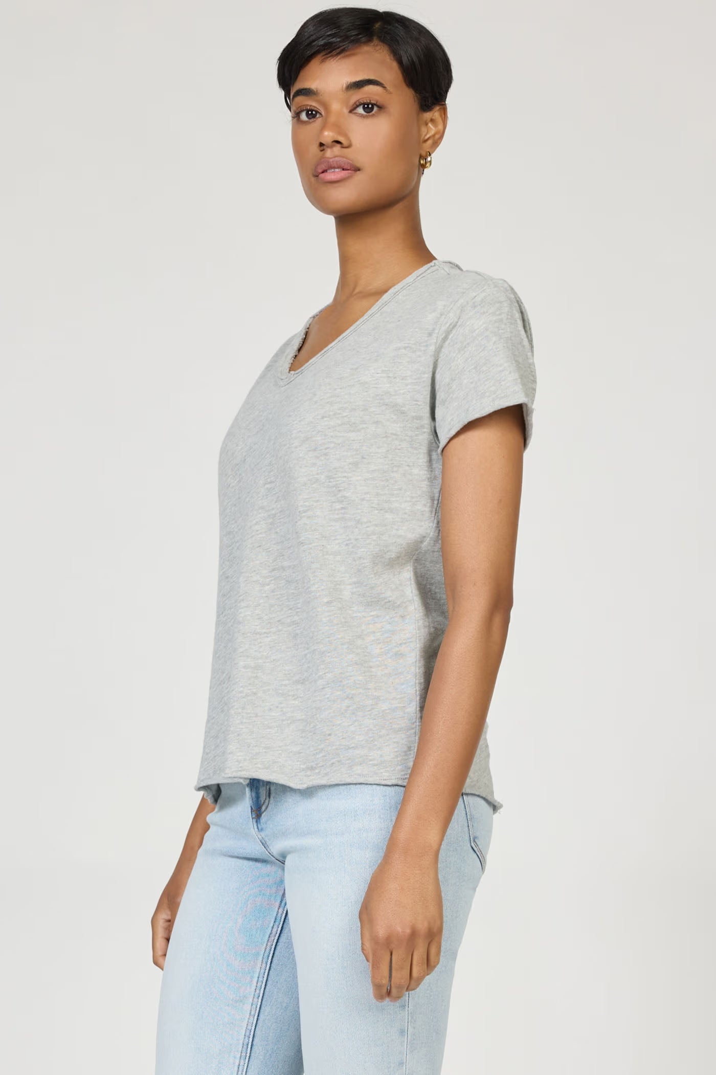 Vanya Short Sleeve Slub Tee - Heather Grey by Dear John — alternate view