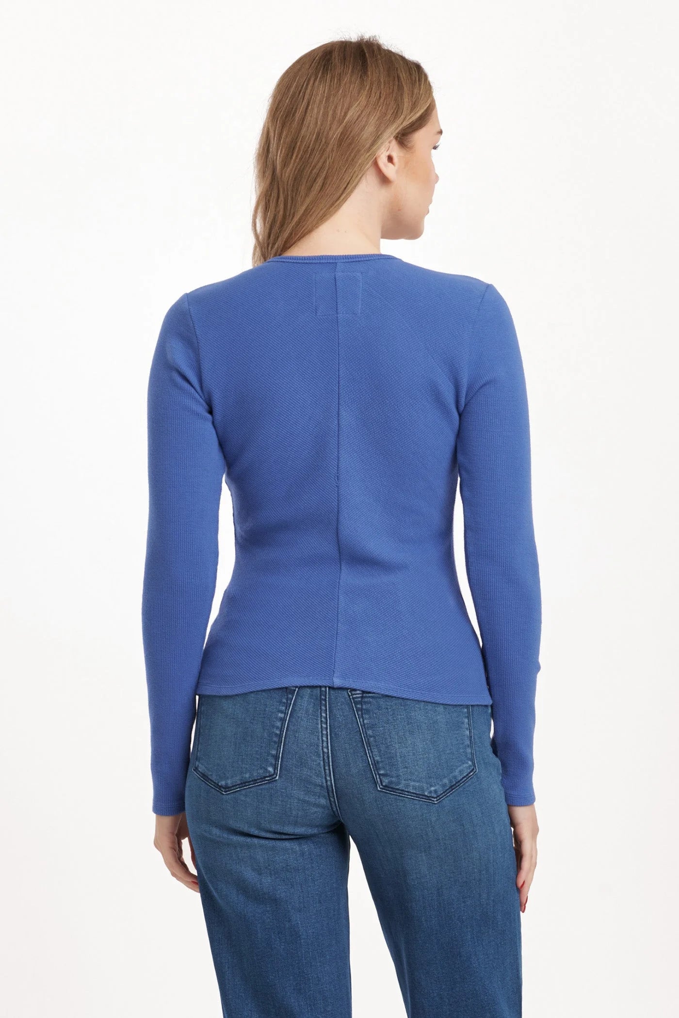 Marlowe V Neck Top - Blue Lolite by Dear John — view 3