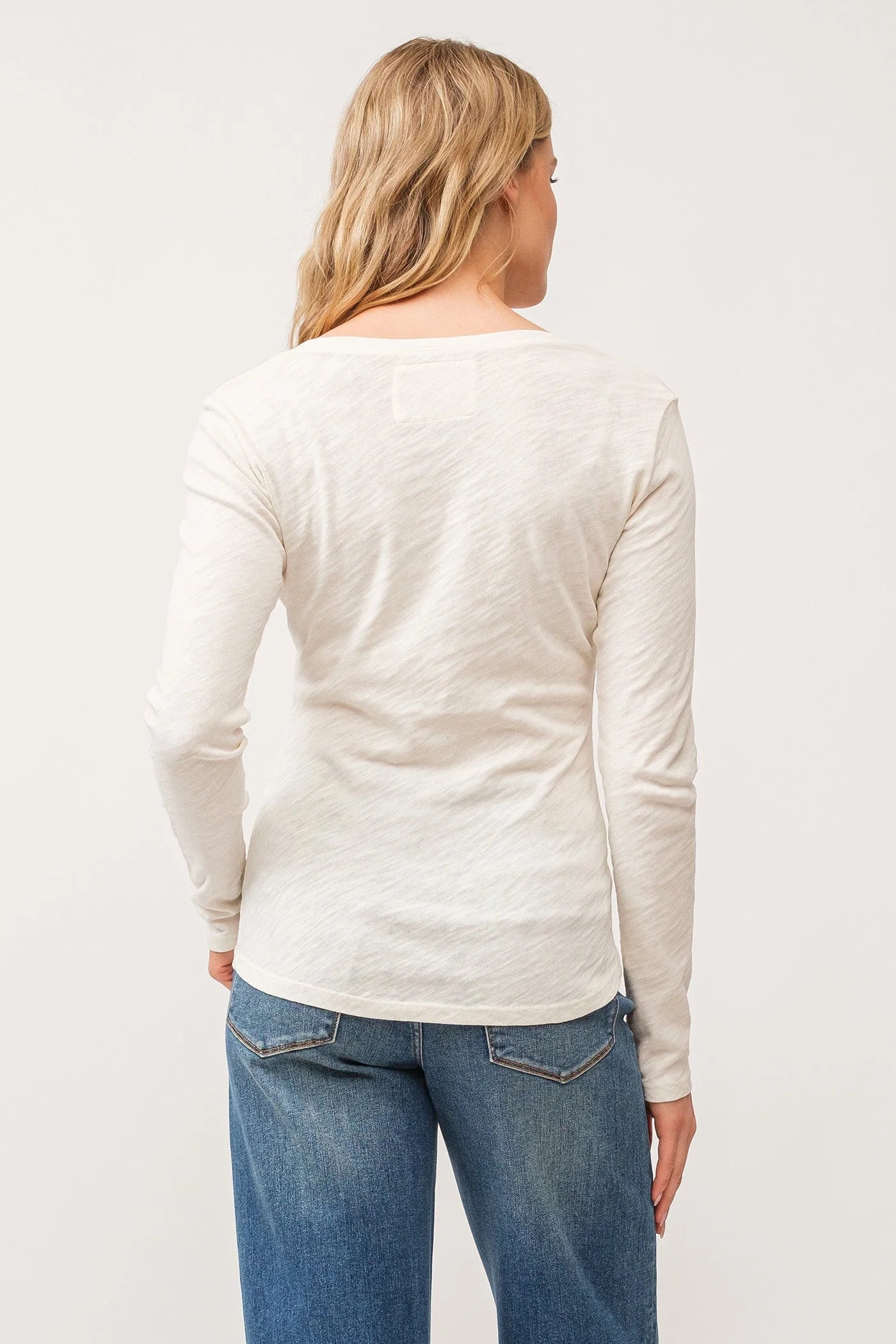 Alina V Neck Long Sleeve Tee - Antique White by Dear John — alternate view